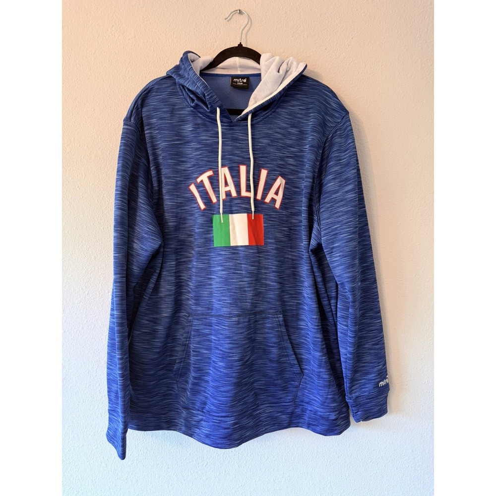 Italia Mitre Men XXL Blue Hooded Long Sleeve Pullover Sweatshirt Soccer National